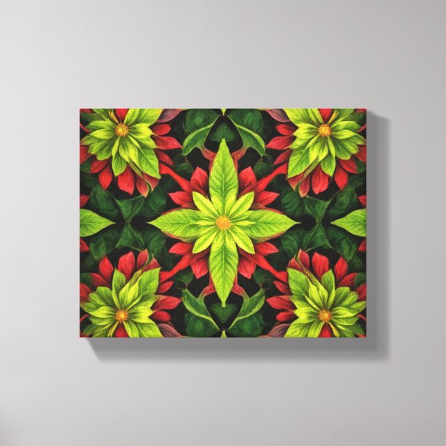 a green and red flower canvas print (Front)