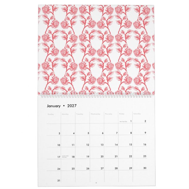 a green and white abstract background calendar (Jan 2027)