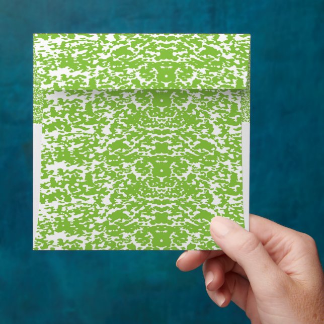 a green and white abstract background envelope (Hand)