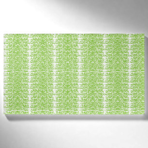 a green and white abstract background name tag