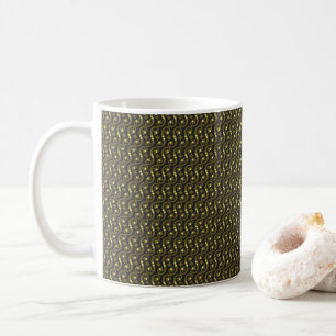 a green and white background with a wavy pattern coffee mug