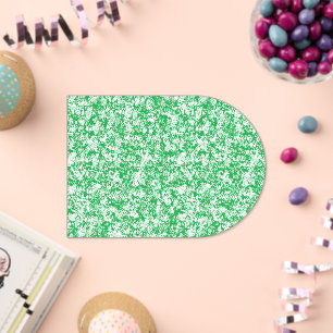 a green and white background with small white dots acrylic invitations