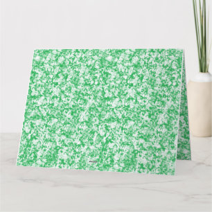 a green and white background with small white dots thank you card