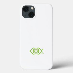a green and white logo with a stylized design iPhone 13 case