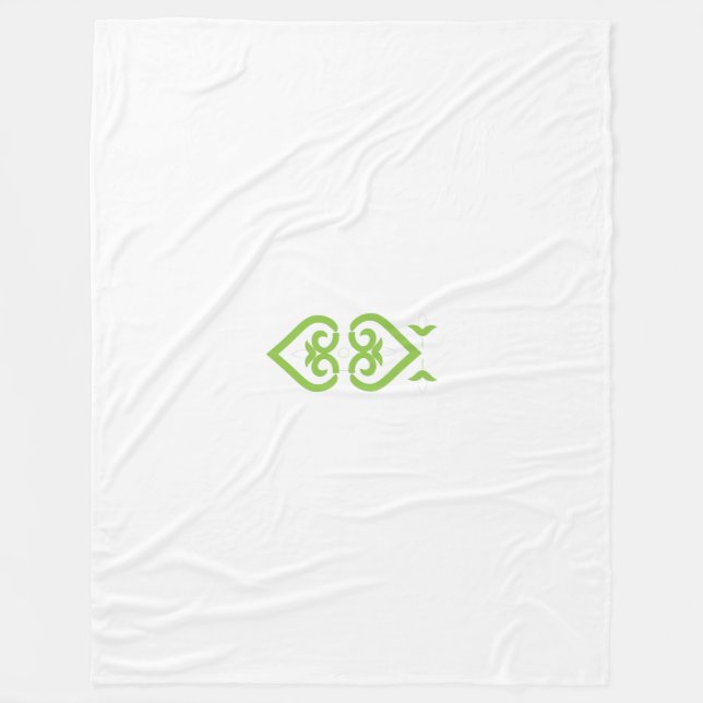 a green and white logo with a stylized design fleece blanket (Front)