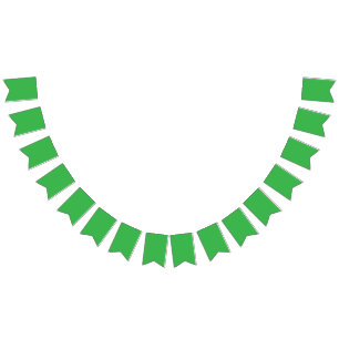 a green background with a white border bunting flags