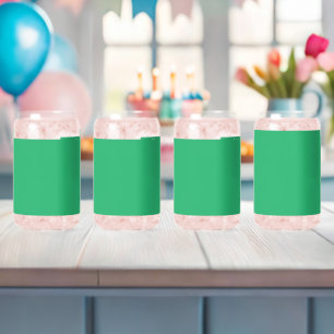 a green background with a white border can glass