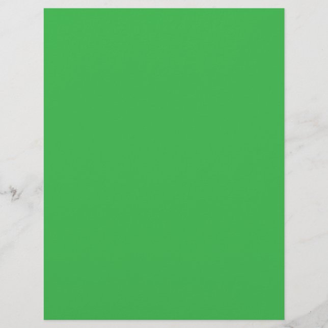 a green background with a white border flyer (Front)