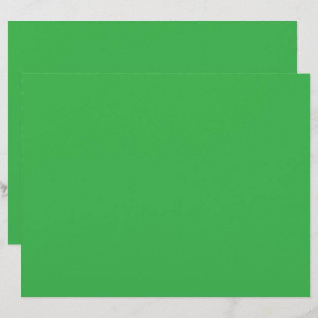 a green background with a white border letterhead (Front/Back)