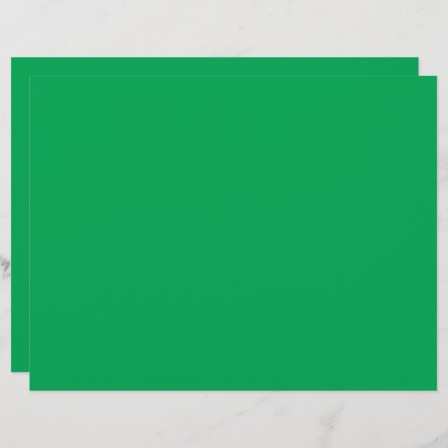 a green background with a white border letterhead (Front/Back)