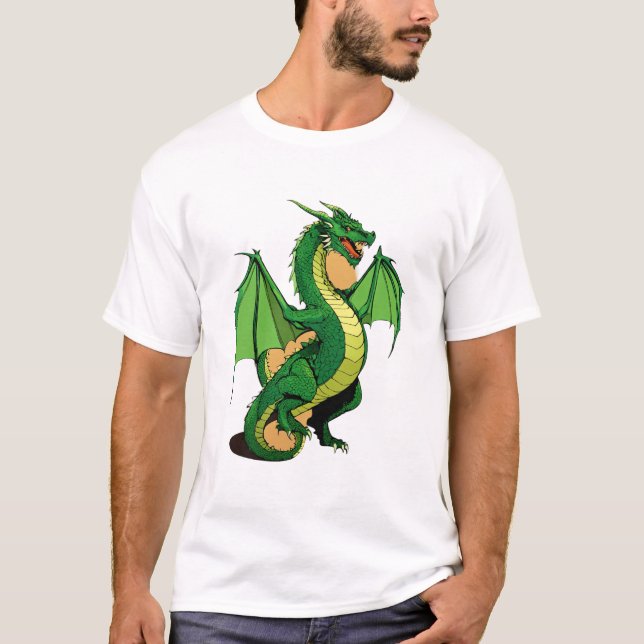 A Green dragon style design men's T-Shirt  (Front)