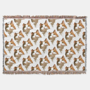 A Green Eyed Calico Cat Artistic Portrait Throw Blanket