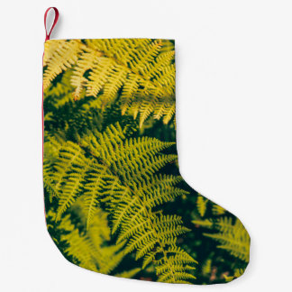 A green fern plants background with shadows. abstr small christmas stocking