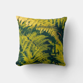 A green fern plants background with shadows. abstr throw pillow