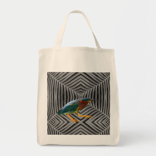 A green heron and a beautiful abstract art tote bag (Front)