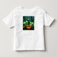 A green pumpkin and halloween alien