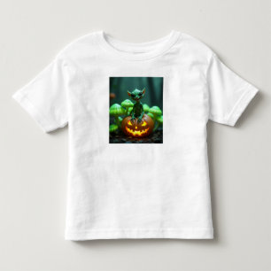 A green pumpkin and halloween alien toddler t-shirt