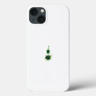a green rose with leaves on a white background iPhone 13 case