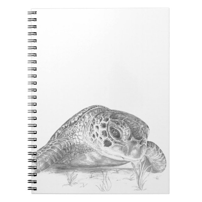 A Green Sea Turtle in Grayscale Notebook (Front)