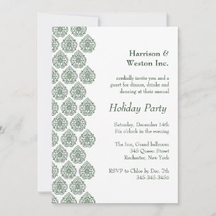 A Green Vintage Damask Holiday Invitation (corp)