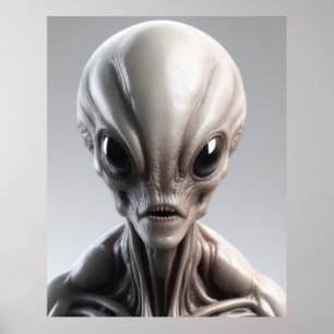 A grey/grey realistic alien for print