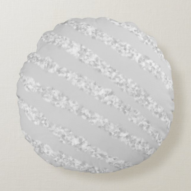 A Grey & White Dreamscape Round Pillow (Front)