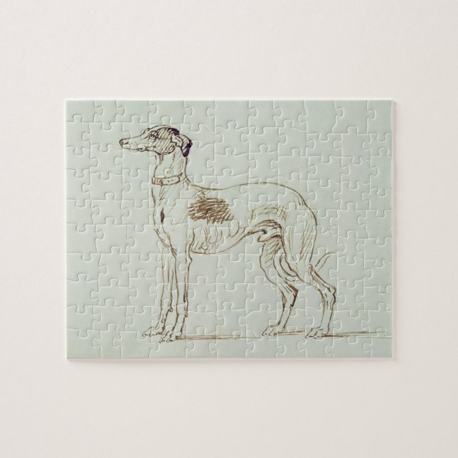 A Greyhound, Facing Left (pen & ink on paper) Jigsaw Puzzle (Horizontal)