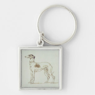 A Greyhound, Facing Left (pen & ink on paper) Keychain