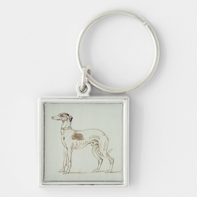 A Greyhound, Facing Left (pen & ink on paper) Keychain (Front)