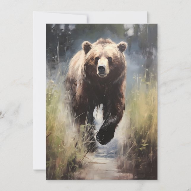 A Grizzly Bear Hunting Along the Creek Holiday Card (Front)