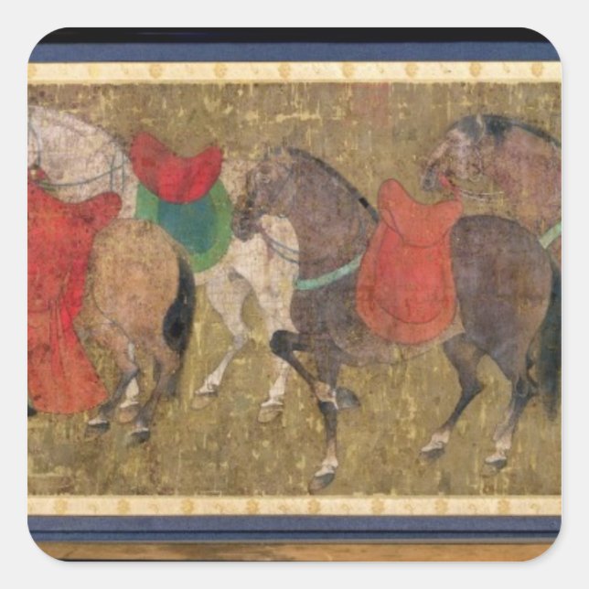 A Groom with Horses Square Sticker (Front)