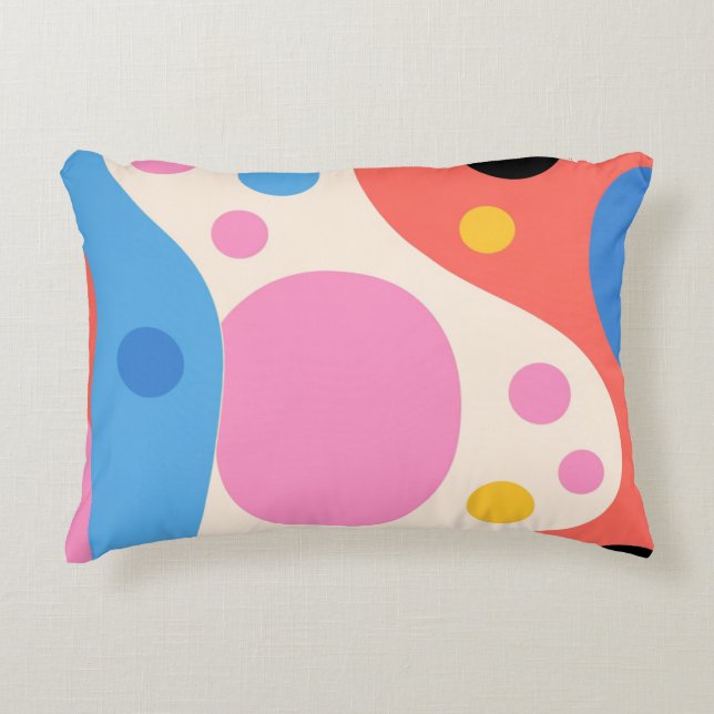 A Groovy Explosion of Colour and Shape Accent Pillow (Front)