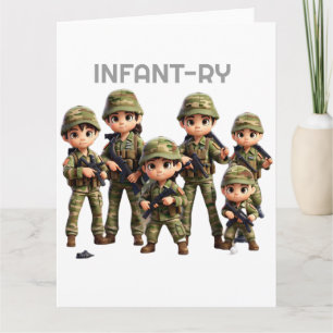 A Group Of Infants In Army Camouflage Uniform Card