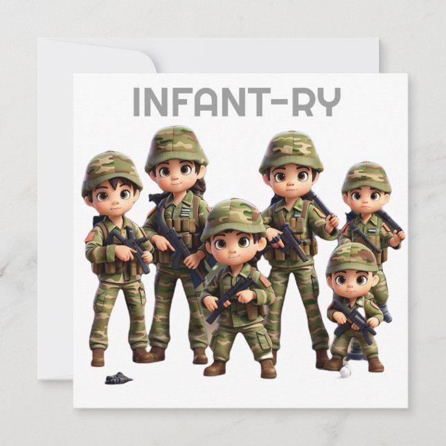 A Group Of Infants In Army Camouflage Uniform Holiday Card (Front)