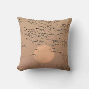 A group of migratory snow geese throw pillow