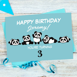 A Group of Pandas Personalized Birthday Card