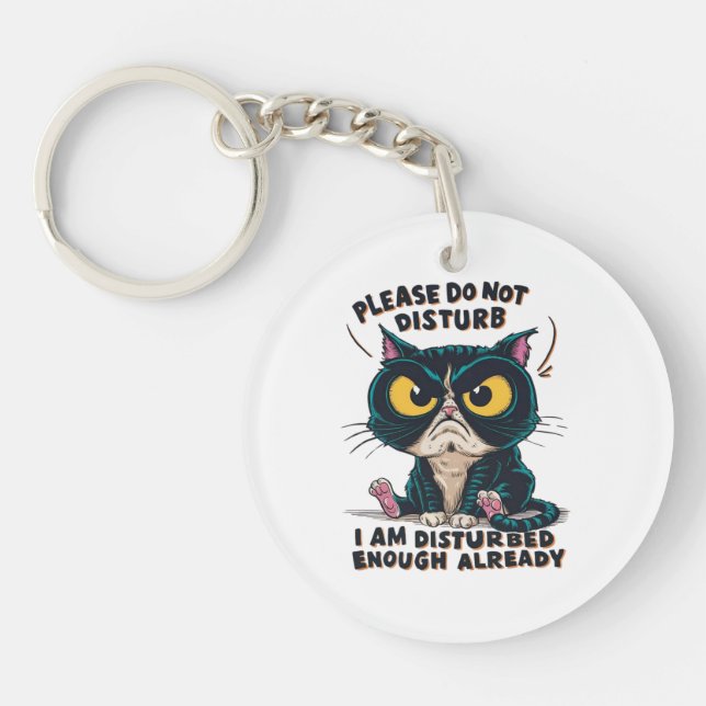 A grumpy cat with oversized keychain (Front)