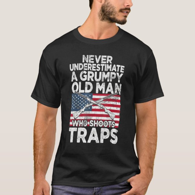A Grumpy Old Man US Flag - Sports Shooter & Clay P T-Shirt (Front)