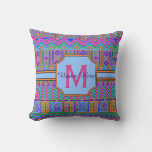 A Guatemalan Tribal Monogram Porch Patio Or Pool Throw Pillow