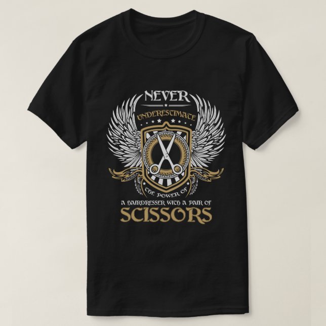 A Hairdresser With a Pair of Scissors T-Shirt (Design Front)