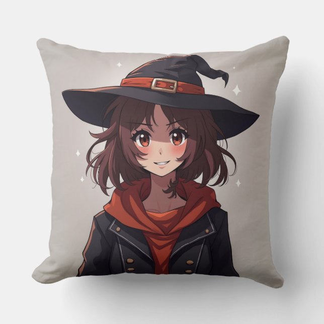 a Halloween-appropriate character Throw Pillow (Front)