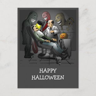 A Halloween Night at the dentist Postcard
