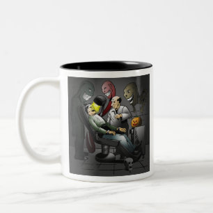 A Halloween night at the dentist Two-Tone Coffee Mug