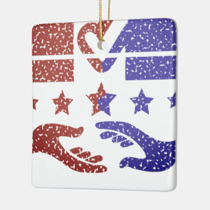 A Handshake for Change Ceramic Ornament