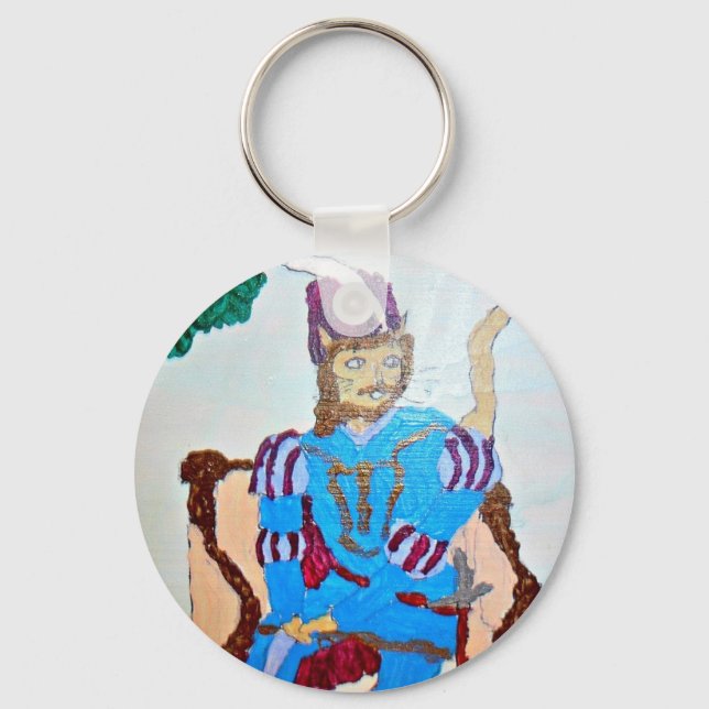 A handsome gentleman cat keychain (Front)