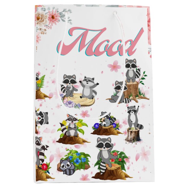 A happy and playful mood, just like the raccoons. medium gift bag (Front)