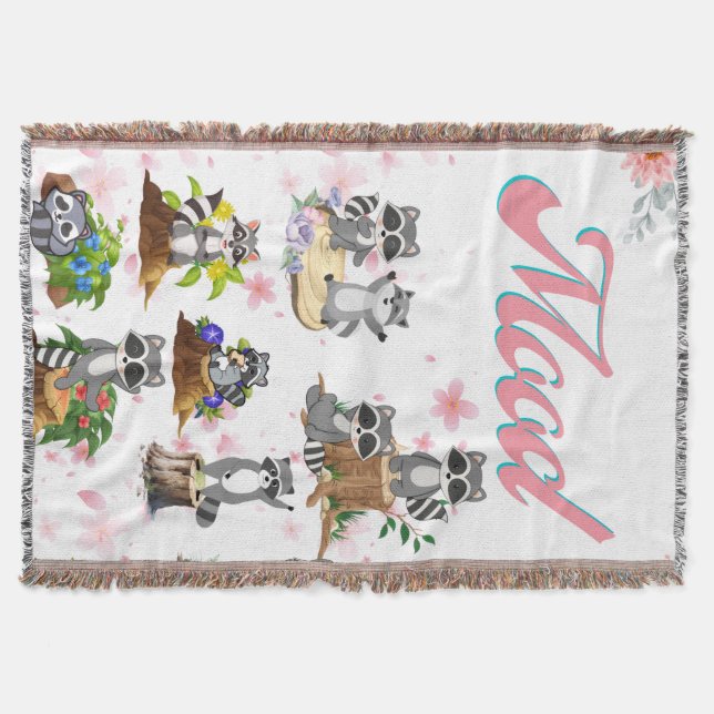 A happy and playful mood, just like the raccoons. throw blanket (Front)