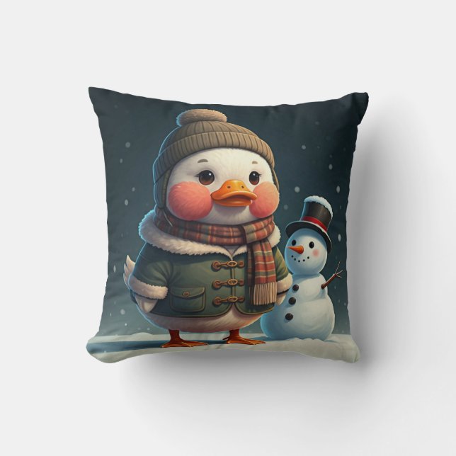 A happy baby duck throw pillow (Front)