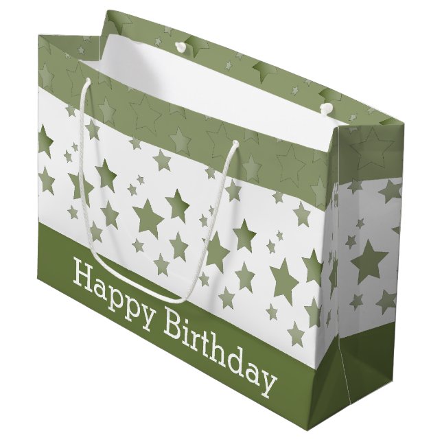 A Happy Birthday Large Green and White Gift Bag (Front Angled)