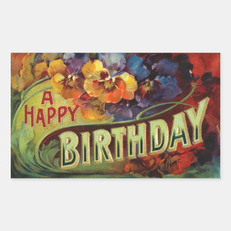 A Happy Birthday Vintage Painted Sticker